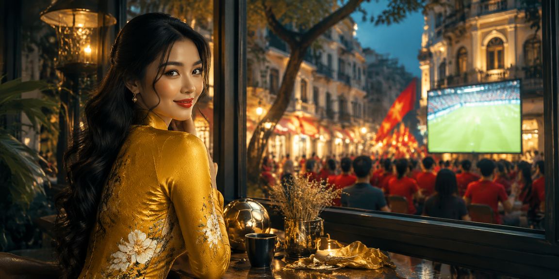 Không gian cá cược bóng đá Hà Nội với hình ảnh áo dài truyền thống Việt Nam