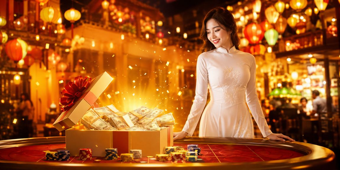Người dùng trải nghiệm casino và cược thể thao tại Hội An với trang phục áo dài